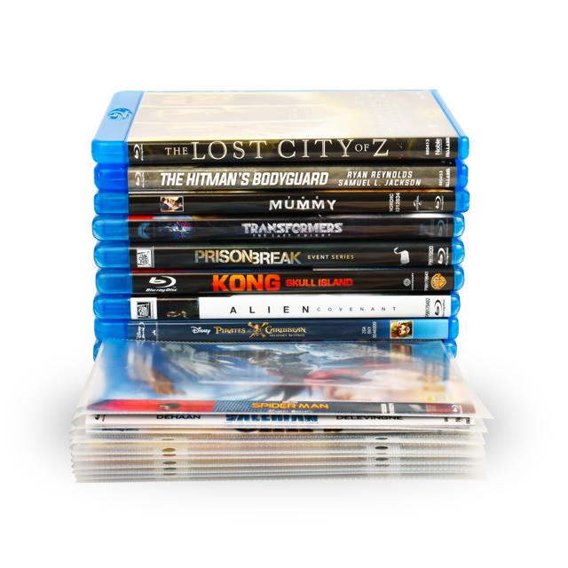 Pack Blu-Ray, 50 pochettes doubles Blu-Ray avec feutre, 2 classeurs