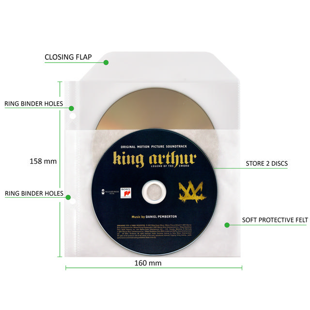 Pack Blu-Ray, 50 pochettes doubles Blu-Ray avec feutre, 2 classeurs