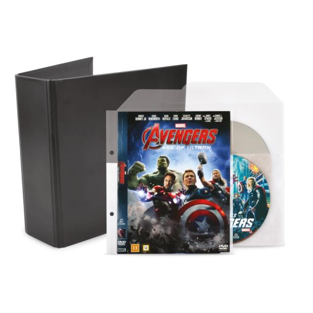 Pack de rangement DVD - 50 pochettes doubles pour DVD avec feutre, 2 classeurs pour DVD