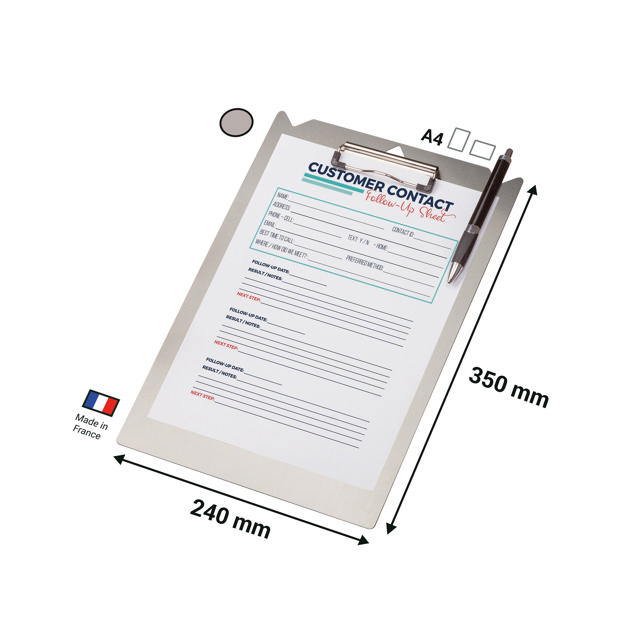 Porte-bloc, aluminium, A4, portrait