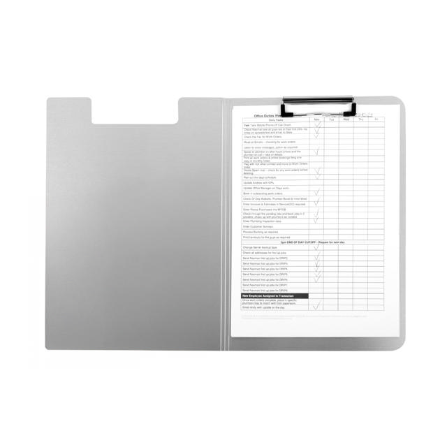 Porte-bloc à rabat, Aluminium, A4, Portrait