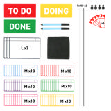 Kit cartes tâches magnétiques pour tableau Kanban, 3 colonnes, cartes M