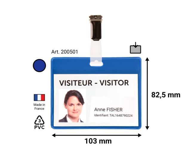 KITS BADGES VISITEURS - PVC - BLEU