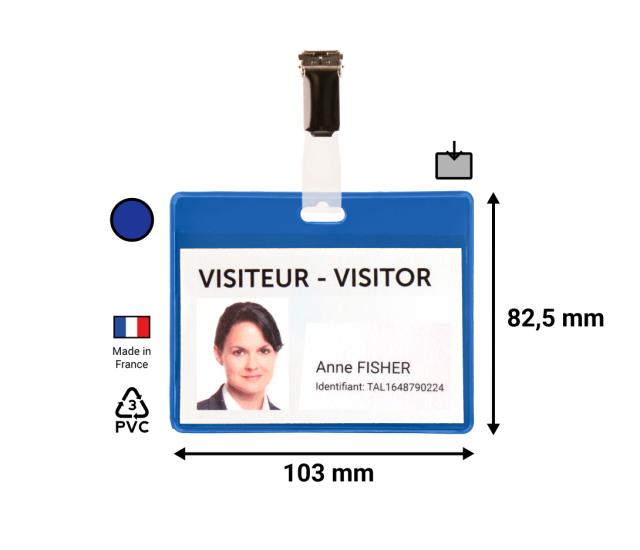 KITS BADGES VISITEURS - PVC - BLEU