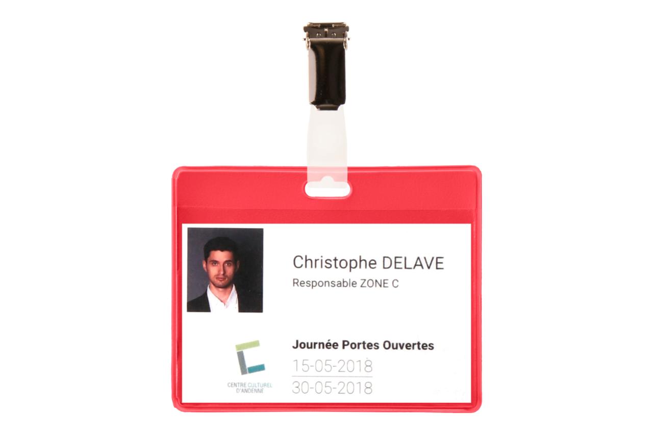 KITS BADGES VISITEURS - PVC - ROUGE