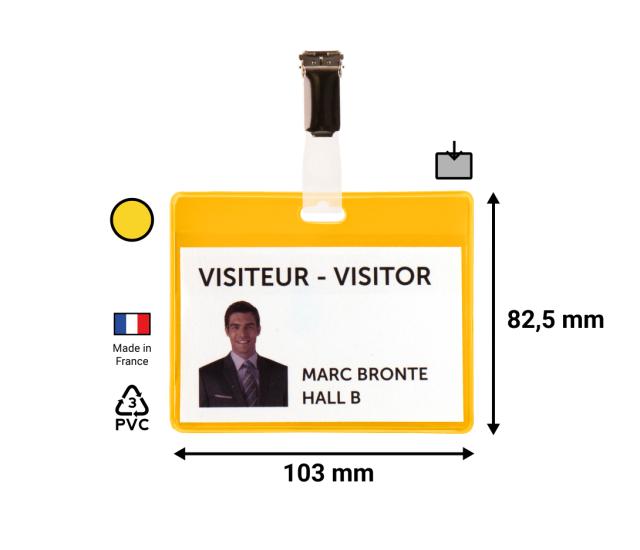 KITS BADGES VISITEURS - PVC - JAUNE