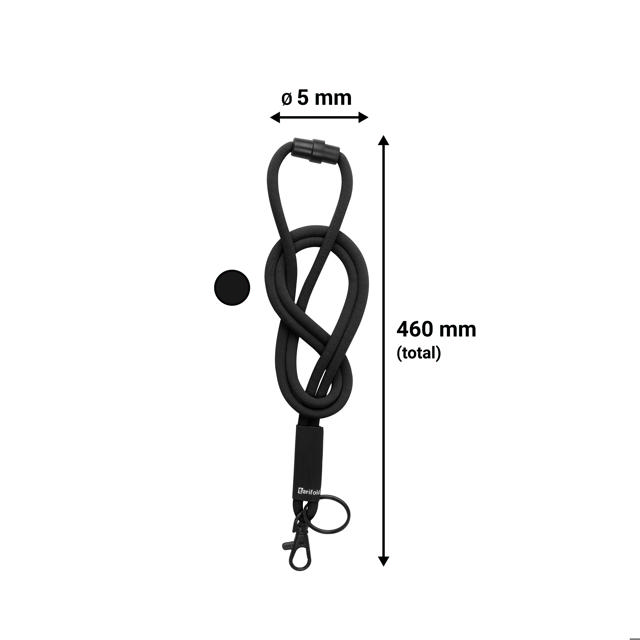 Cordon rond Confort, avec mousqueton pivotant et anneau