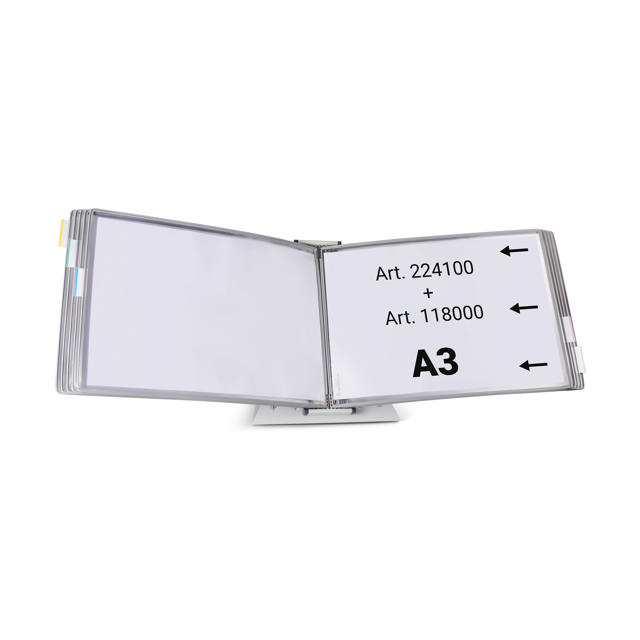Support pupitre métal Tarifold monté vide, A4, avec butées, pour 10 poches