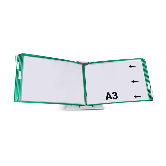 Support pupitre métal Tarifold monté vide, A4, avec butées, pour 10 poches