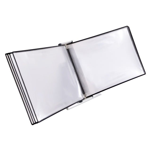 Support pupitre métal Tarifold monté vide, A4, avec butées, pour 10 poches