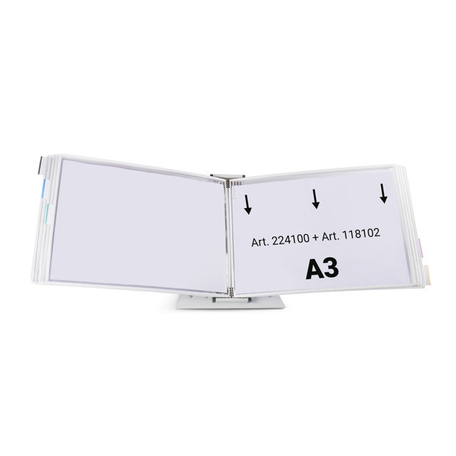 Support pupitre métal Tarifold monté vide, A4, avec butées, pour 10 poches