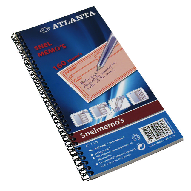 Atlanta Carnet mémo contact, autocopiant, texte NL, FSC®