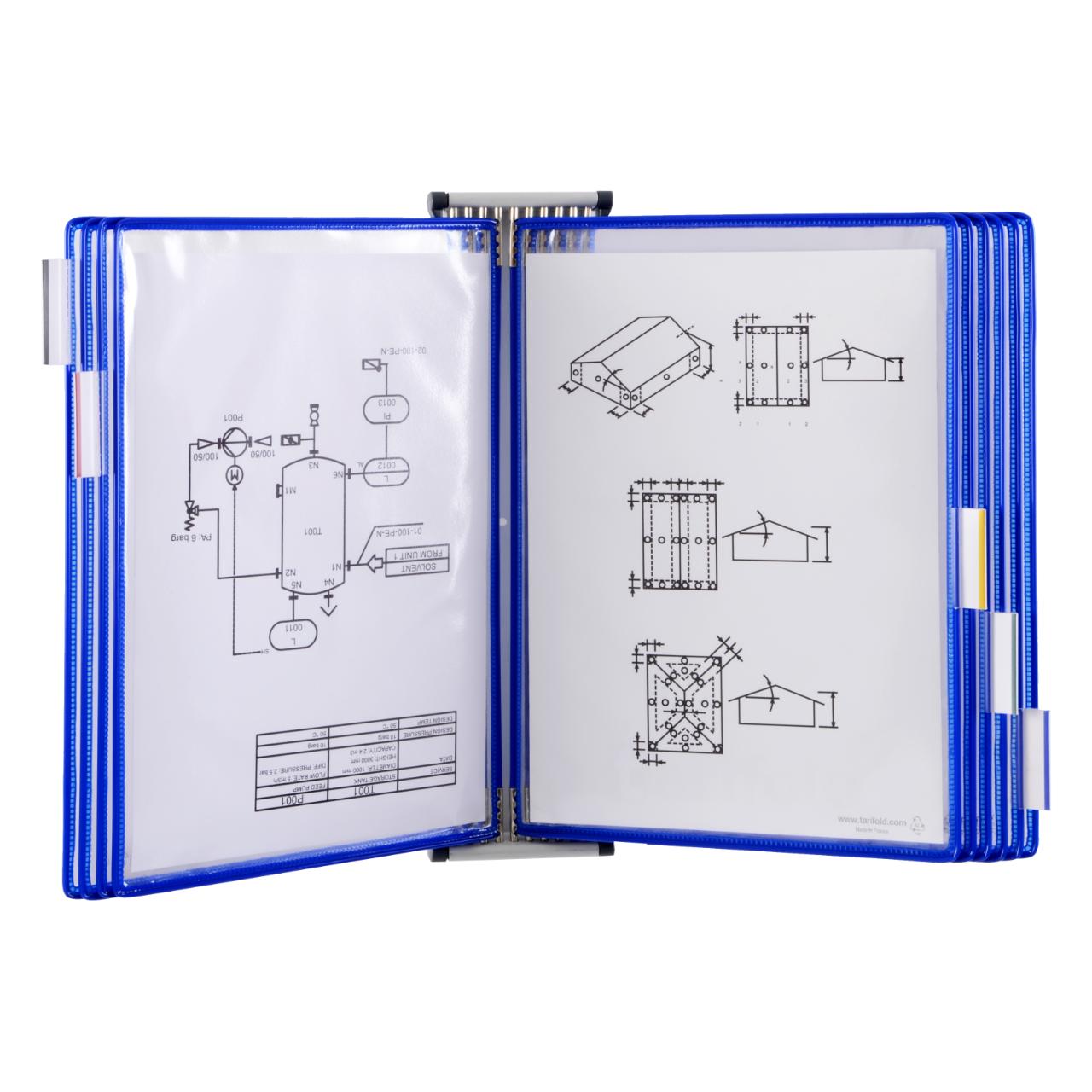 Système de présentation mural métal Tarifold, A4, 10 poches