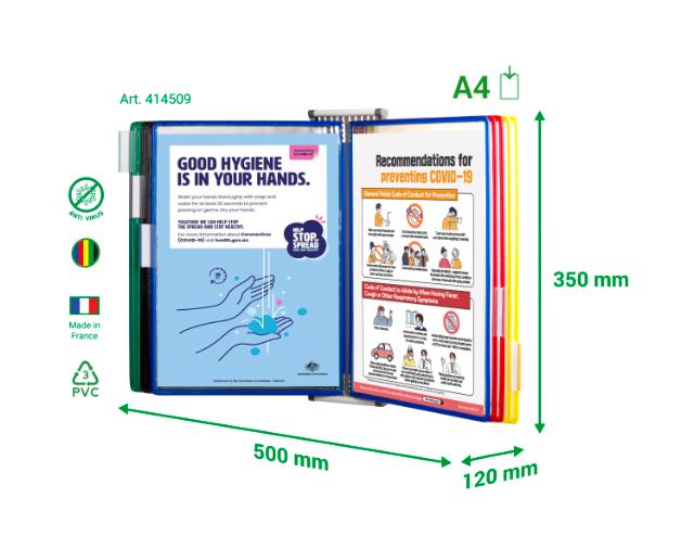 KIT MURAL ANTIMICROBIEN STERIFOLD - A4 - 10 POCHES - BLANC