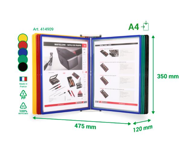 KIT MURAL EASY LOAD - A4 - 10 POCHES - PP - INSERTION PAR LE HAUT ET PAR LE CÔTÉ GAUCHE - BLEU