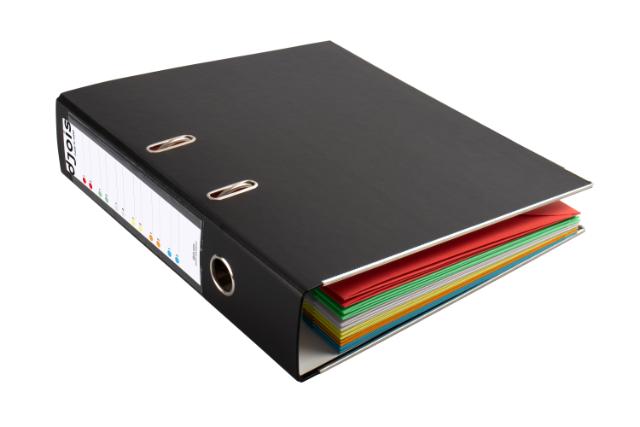 Classeur avec 12 chemises perforées à onglets Smartfolder, A4