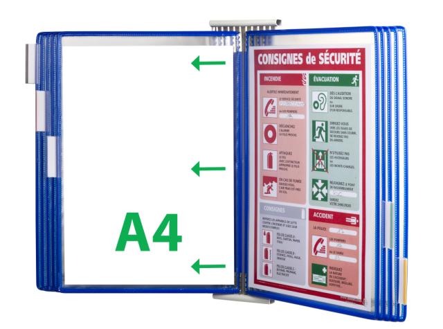 Kit extension pour système mural métal Tarifold, A4, 10 poches, insertion côté gauche