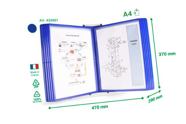 KIT PUPITRE EASY LOAD - A4 - 10 POCHES - PP - OUVERTURE COIN SUPÉRIEUR INTERIEUR - BLEU