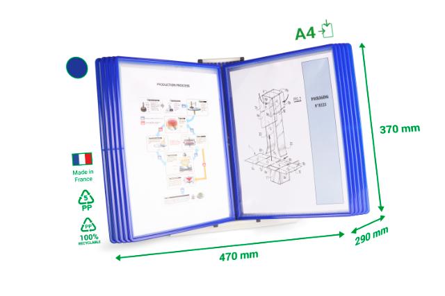 KIT PUPITRE EASY LOAD - A4 - 10 POCHES - PP - OUVERTURE COIN SUPÉRIEUR INTERIEUR - BLEU