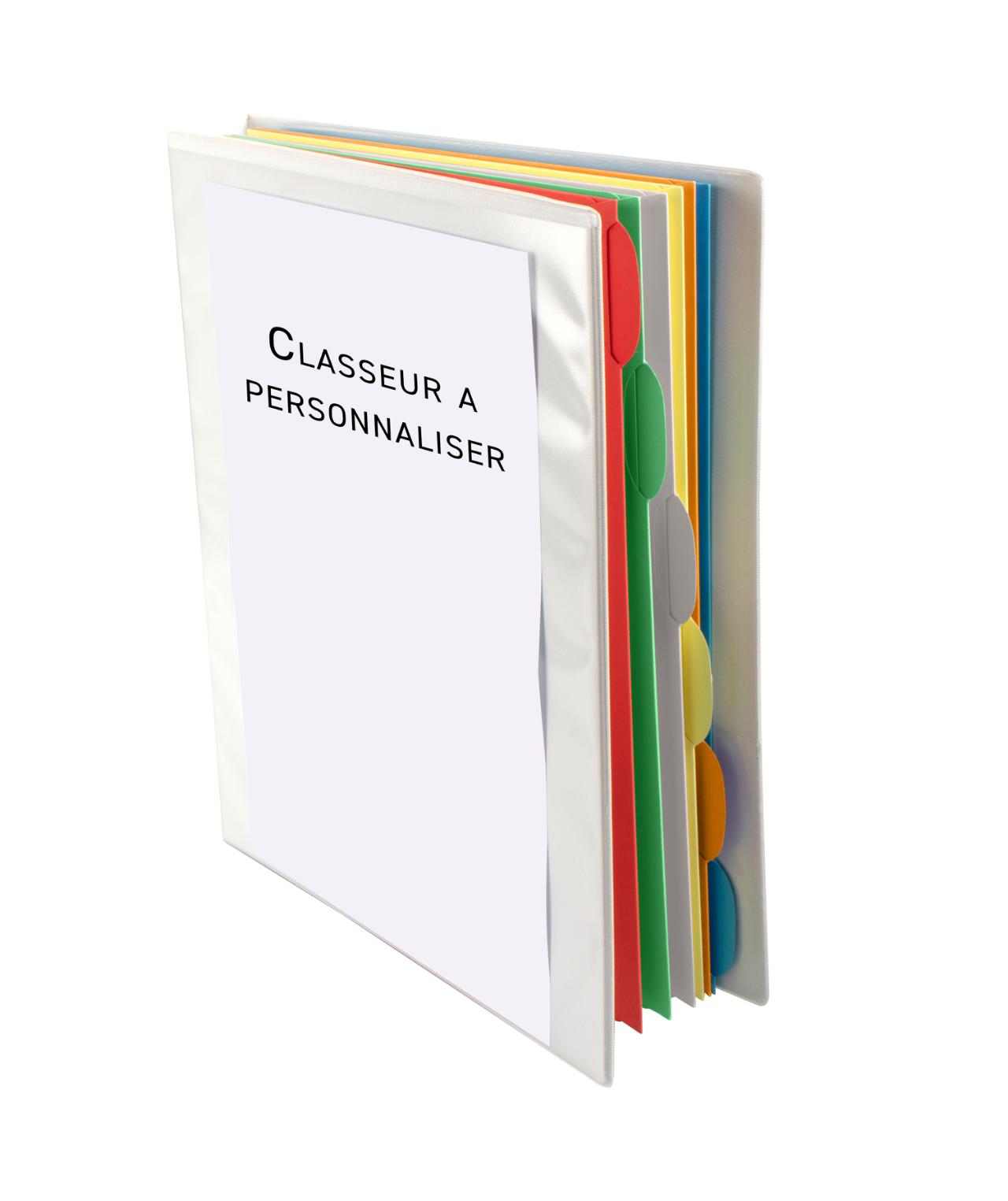 Classeur à personnaliser avec 6 chemises perforées à onglets Smartfolder, A4