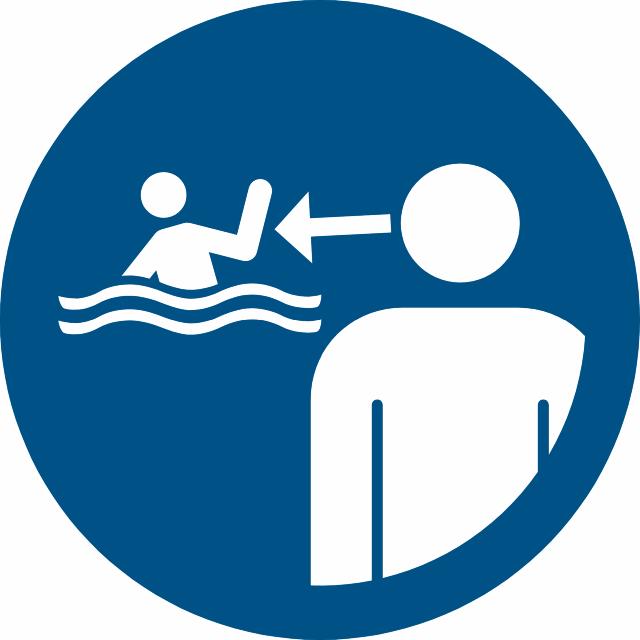 Panneau pictogramme surveiller les enfants au bord de l'eau, Ø 100