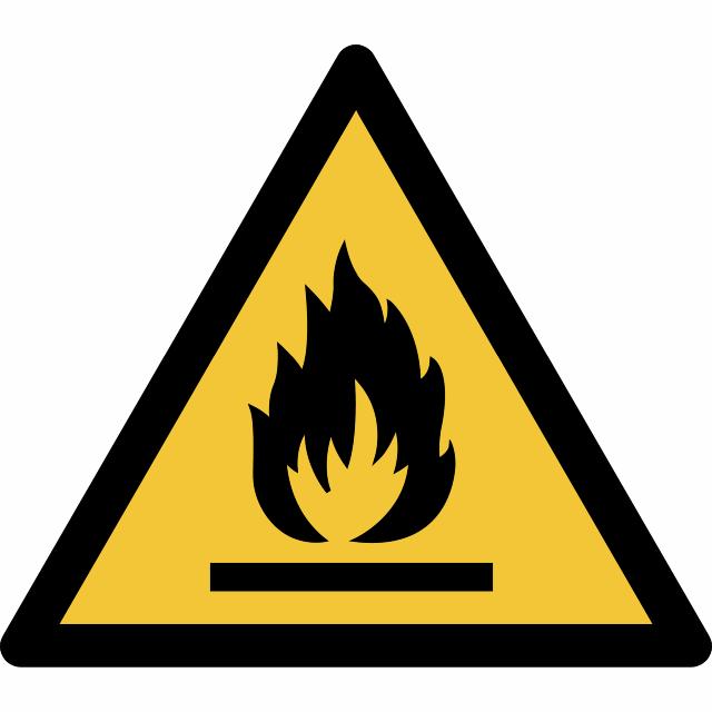 Panneau pictogramme Avertissement : inflammable, 150 x 133 mm