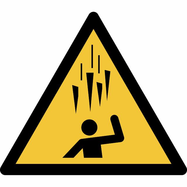 Panneau pictogramme Chute De Stalactites, 150 x 133 mm