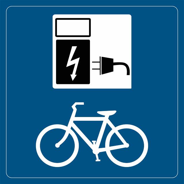 Panneau d'information - Vélo électrique, 100 x 100 mm