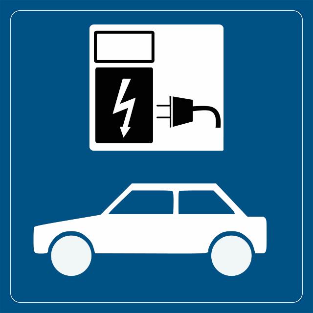 Panneau d'information - Voiture électrique, 100 x 100 mm