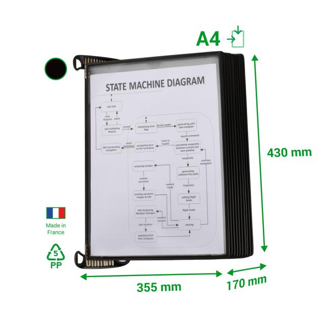 Système de présentation mural Tarifold Pro, A4, 10 poches Easy Load PP