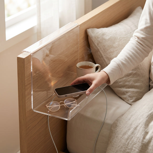 Tablette de chevet suspendue en acrylique, petite
