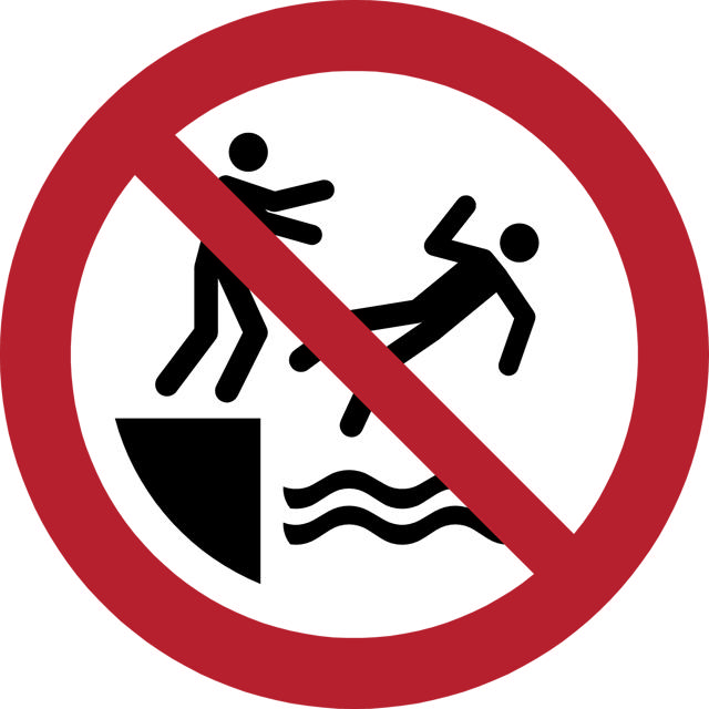 Panneau pictogramme Ne pas pousser les personnes dans l'eau
