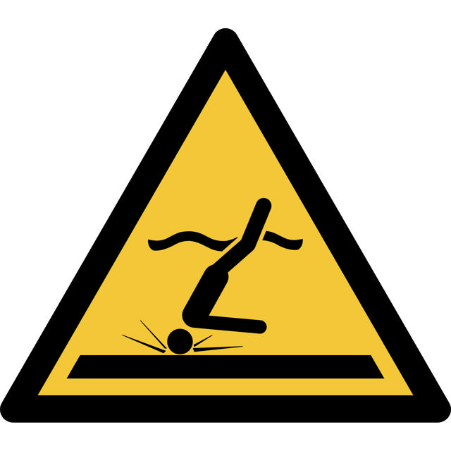 Panneau pictogramme Danger eau peu profonde