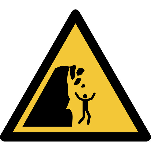 Panneau pictogramme Danger falaise instable